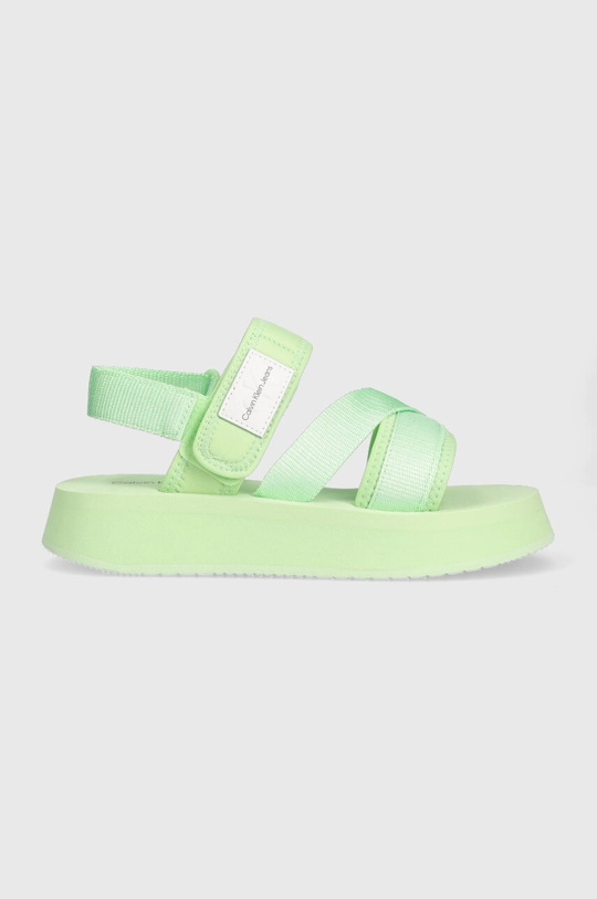 zielony Calvin Klein Jeans sandały PREFRESATO SANDAL BADGE Damski