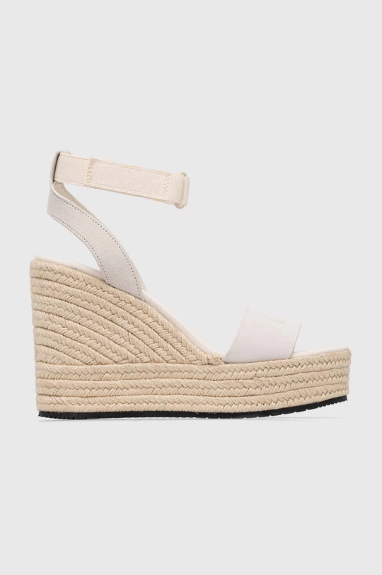 bež Sandale od brušene kože Calvin Klein Jeans WEDGE SANDAL SU CON MG BTW Ženski