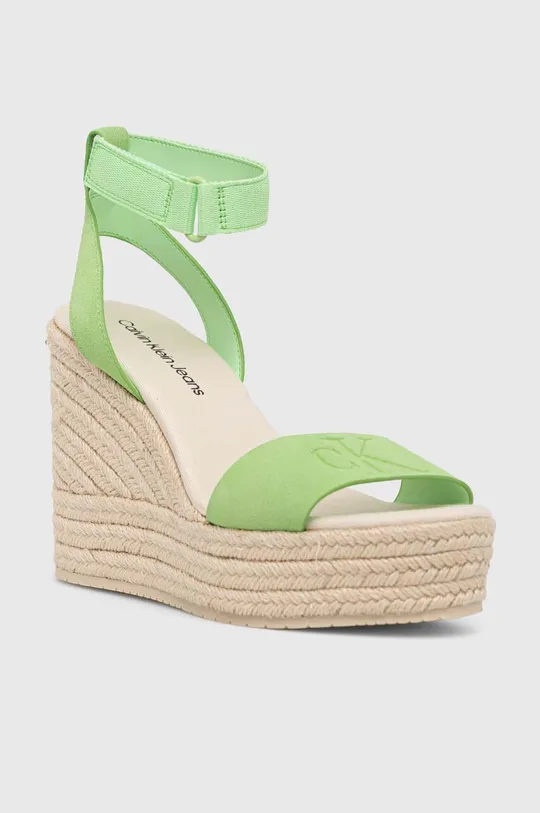 Sandali iz semiša Calvin Klein Jeans WEDGE SANDAL SU CON zelena