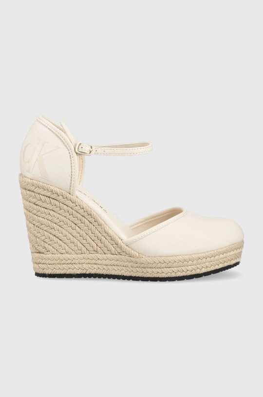 beżowy Calvin Klein Jeans espadryle WEDGE SANDAL CLOSE TOE ESS Damski