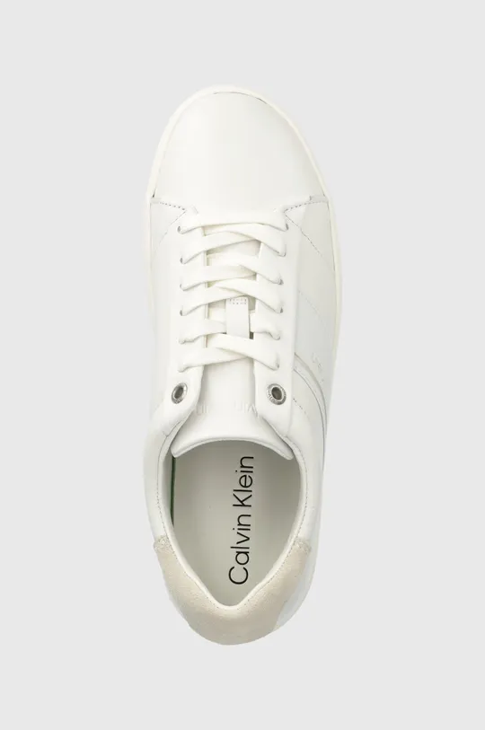 biały Calvin Klein sneakersy skórzane CLEAN CUPSOLE LACE UP - HE