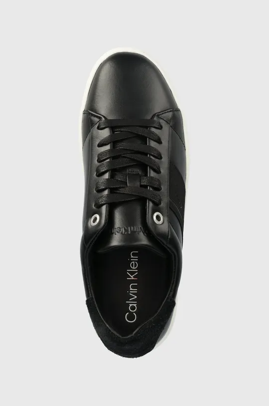 μαύρο Δερμάτινα αθλητικά παπούτσια Calvin Klein CLEAN CUPSOLE LACE UP - HE