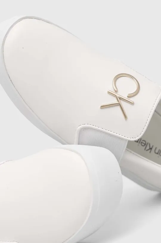 λευκό Δερμάτινα αθλητικά παπούτσια Calvin Klein CUPSOLE FLATFORM SLIP ON W/HW