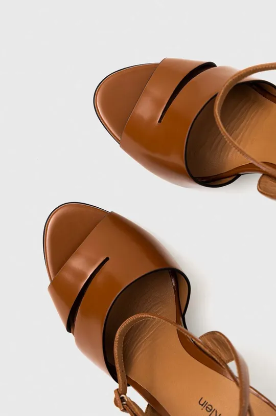 hnedá Kožené sandále Calvin Klein GEO STIL SANDAL 90HH