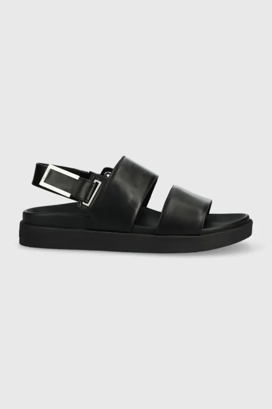čierna Kožené sandále Calvin Klein ADJ SANDAL W/HW Dámsky