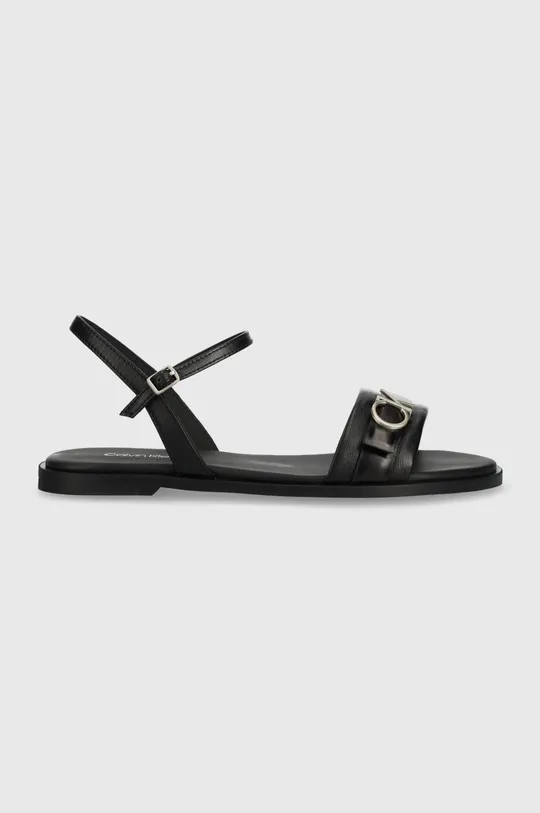 чёрный Кожаные сандалии Calvin Klein ALMOND SANDAL W/HW Женский