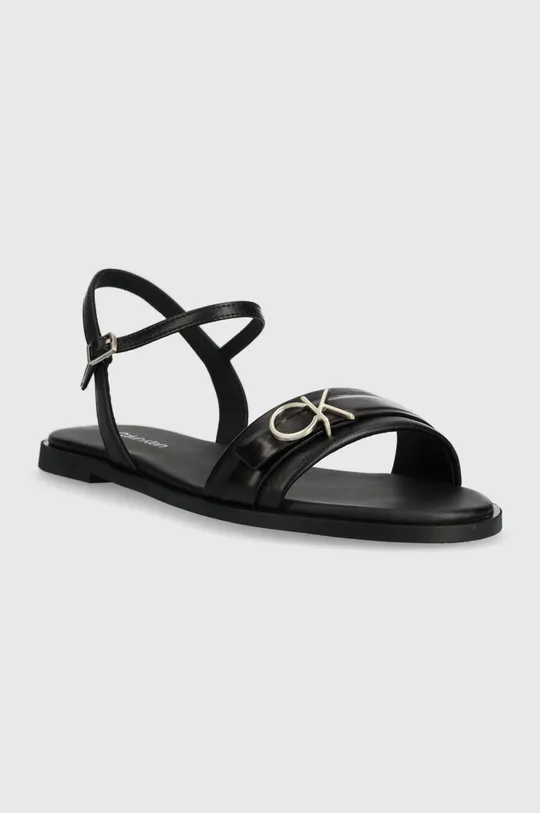 Calvin Klein sandały skórzane ALMOND SANDAL W/HW czarny