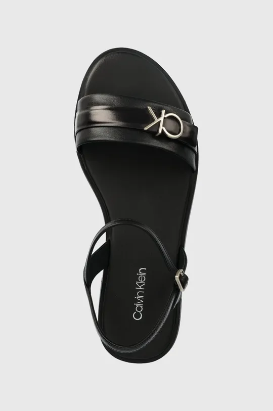 čierna Kožené sandále Calvin Klein ALMOND SANDAL W/HW