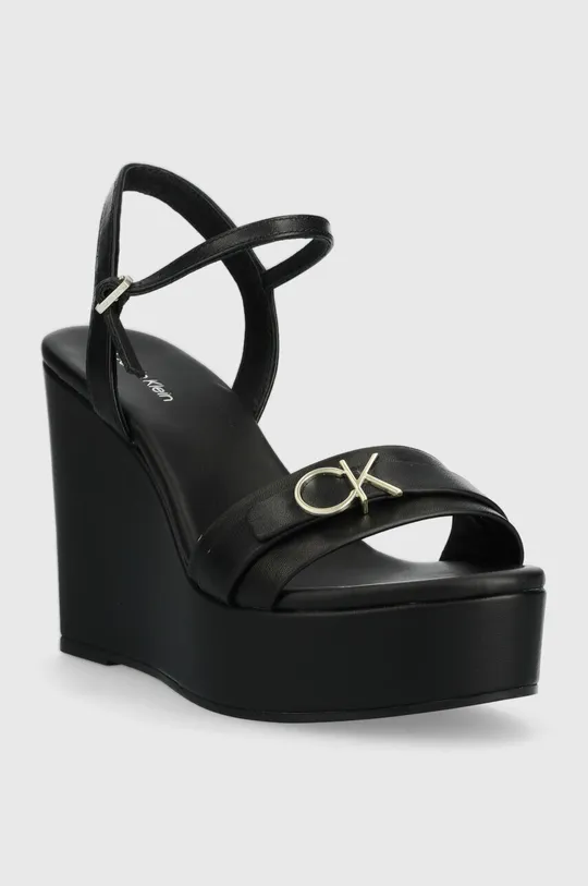 Kožne sandale Calvin Klein WEDGE 70HH W/HW crna