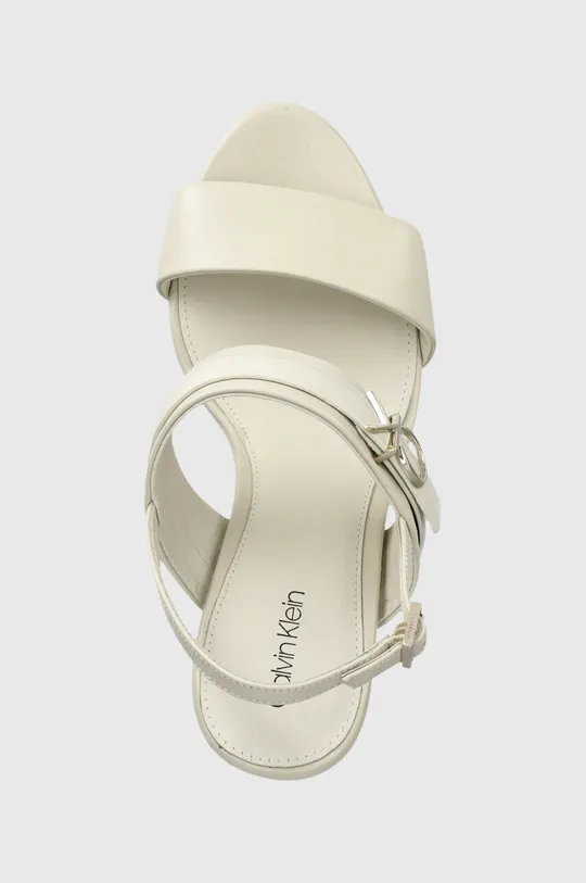 béžová Kožené sandále Calvin Klein BLOCK HL SANDAL 85HH W/HW