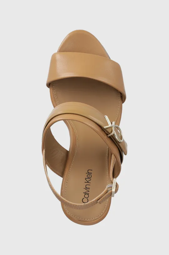 beżowy Calvin Klein sandały skórzane BLOCK HL SANDAL 85HH W/HW