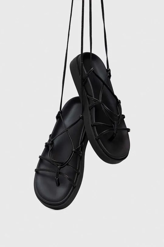 Δερμάτινα σανδάλια Calvin Klein ERGO STRAP SANDAL μαύρο
