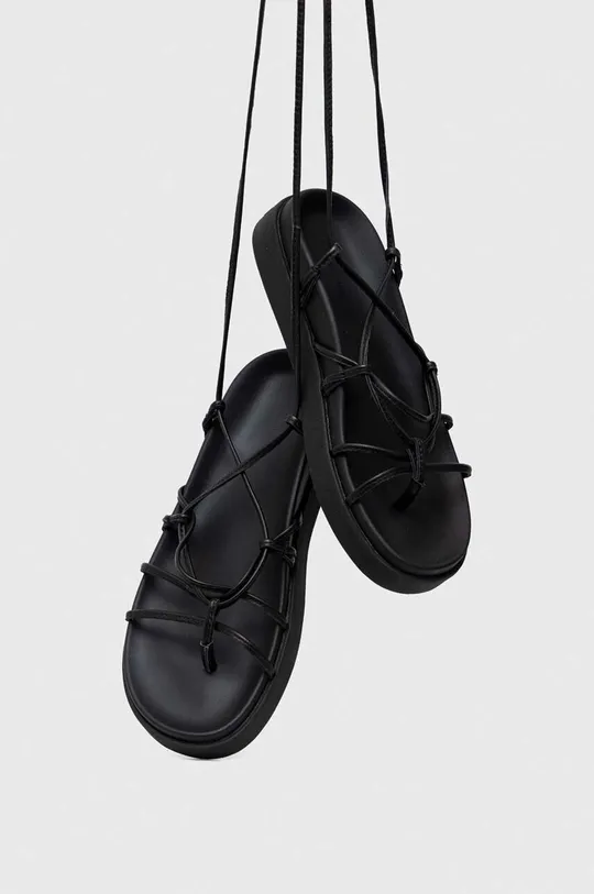 Calvin Klein sandały skórzane ERGO STRAP SANDAL czarny