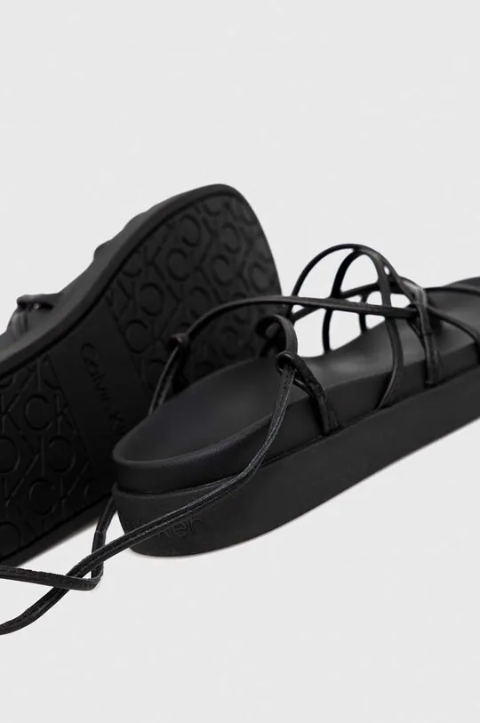 Usnjeni sandali Calvin Klein ERGO STRAP SANDAL  Zunanjost: Naravno usnje Notranjost: Naravno usnje Podplat: Sintetični material