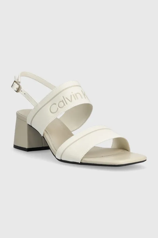 Sandále Calvin Klein SQUARED BLK HL SANDAL 45 HE biela