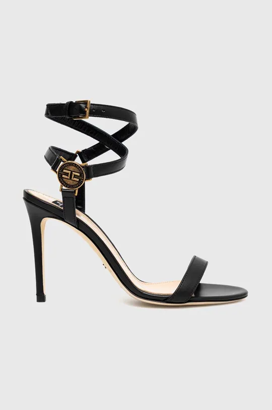 čierna Kožené sandále Elisabetta Franchi Dámsky