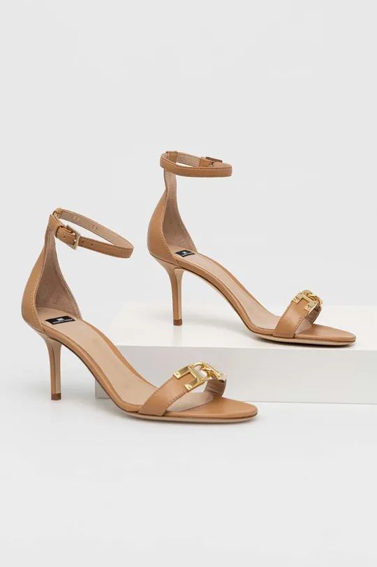 Kožené sandále Elisabetta Franchi hnedá