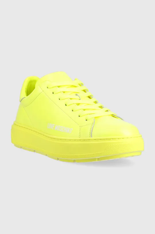 Δερμάτινα αθλητικά παπούτσια Love Moschino Bold 40 κίτρινο