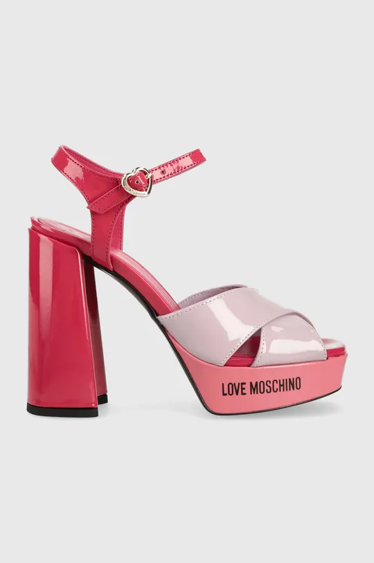 różowy Love Moschino sandały skórzane San Lod Quadra 120 Damski