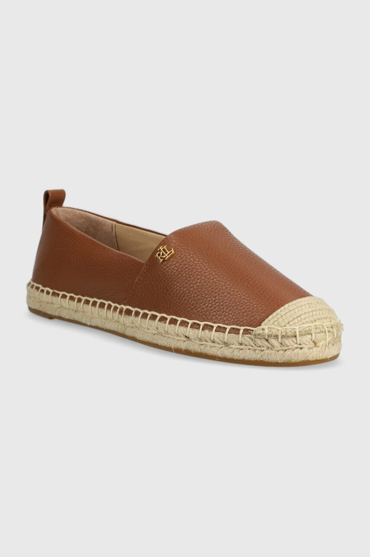 Usnjene espadrile Lauren Ralph Lauren Cameryn IV rjava