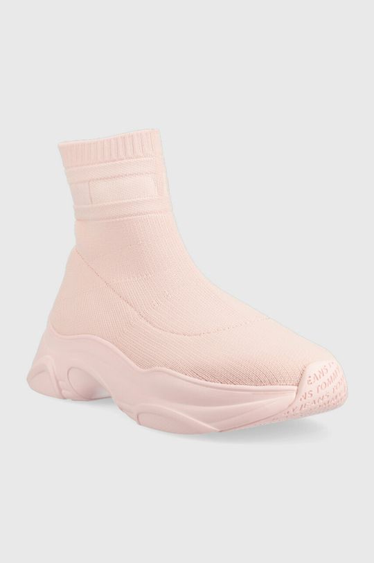 Sneakers boty Tommy Jeans SOCK BOOT MONOCOLOR pastelově růžová