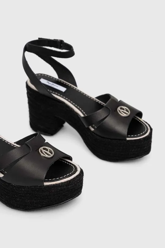 Kožené sandále Pepe Jeans TAFFY čierna