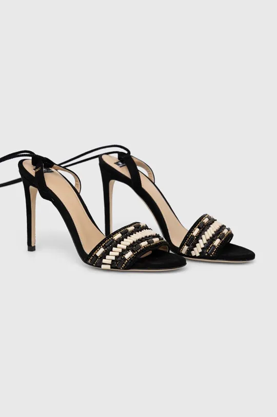 Semišové sandále Elisabetta Franchi čierna