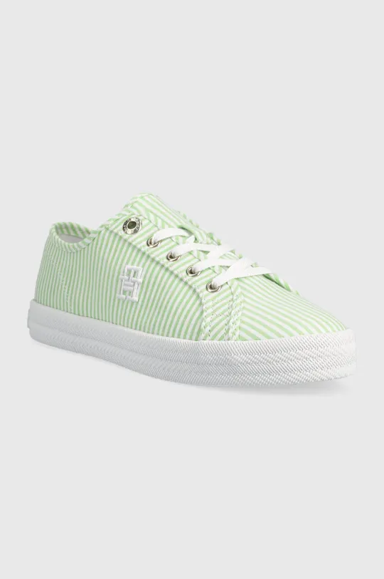 Πάνινα παπούτσια Tommy Hilfiger ESSENTIAL SNEAKER IN SEERSUCKER πράσινο
