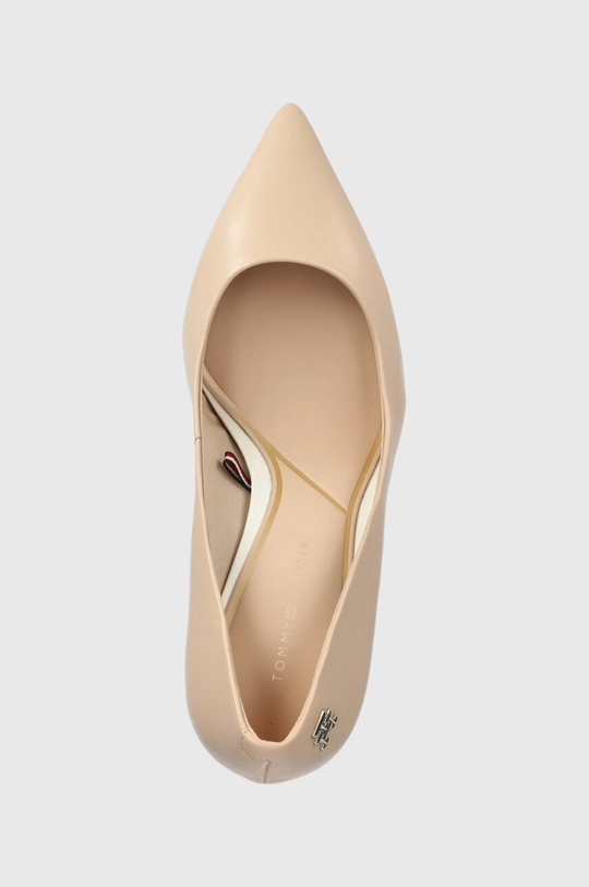 bézs Tommy Hilfiger bőr tűsarkú TH POINTY FEMININE PUMP