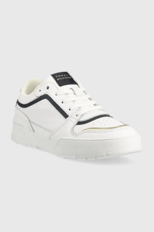 Δερμάτινα αθλητικά παπούτσια Tommy Hilfiger LOW TH BASKET SNEAKER λευκό