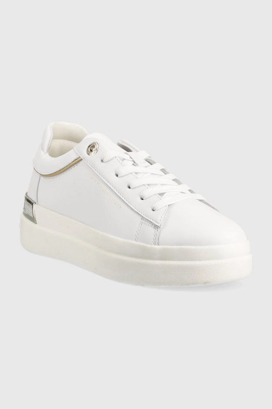 Usnjene superge Tommy Hilfiger LUX METALLIC CUPSOLE SNEAKER bela