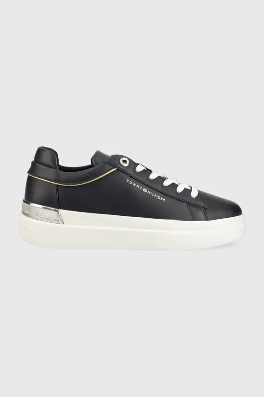 granatowy Tommy Hilfiger sneakersy skórzane LUX METALLIC CUPSOLE SNEAKER Damski