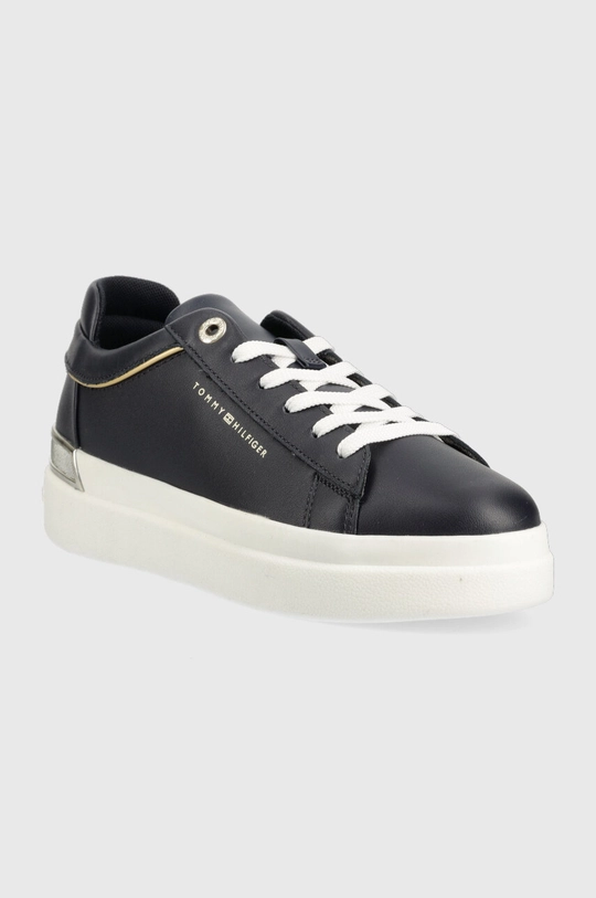 Δερμάτινα αθλητικά παπούτσια Tommy Hilfiger LUX METALLIC CUPSOLE SNEAKER σκούρο μπλε