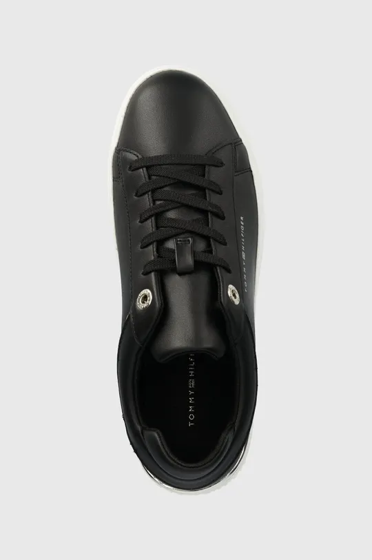 μαύρο Δερμάτινα αθλητικά παπούτσια Tommy Hilfiger LUX METALLIC CUPSOLE SNEAKER