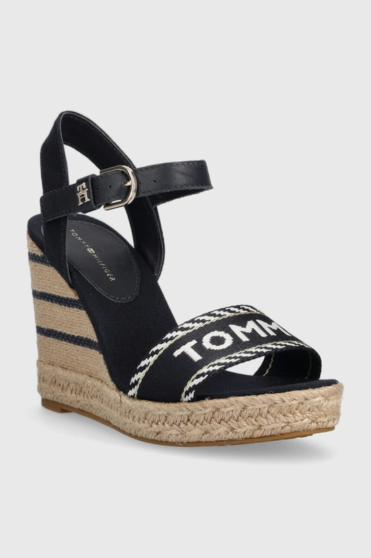 Sandále Tommy Hilfiger SEASONAL WEBBING WEDGE tmavomodrá