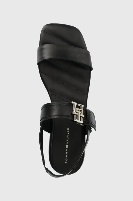 čierna Kožené sandále Tommy Hilfiger HARDWARE FLAT SANDAL