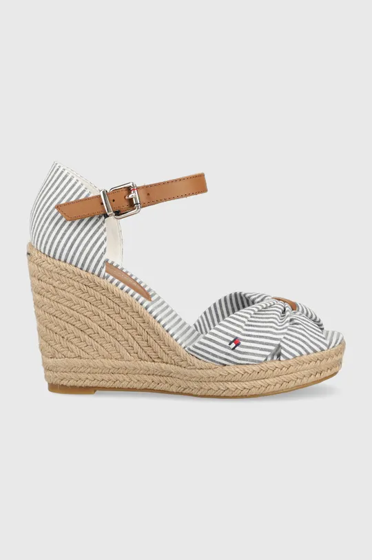 niebieski Tommy Hilfiger sandały BASIC SEERSUCKER HIGH WEDGE Damski