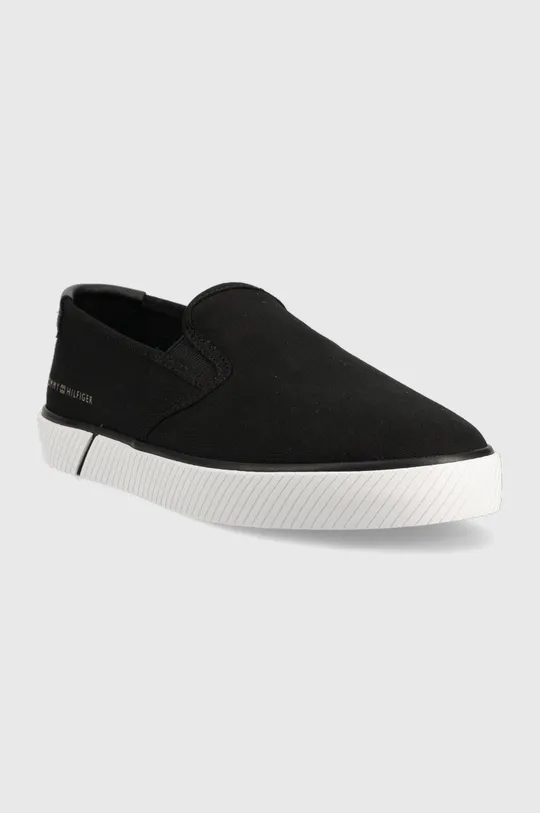 Πάνινα παπούτσια Tommy Hilfiger ESSENTIAL SLIP-ON SNEAKER BL μαύρο