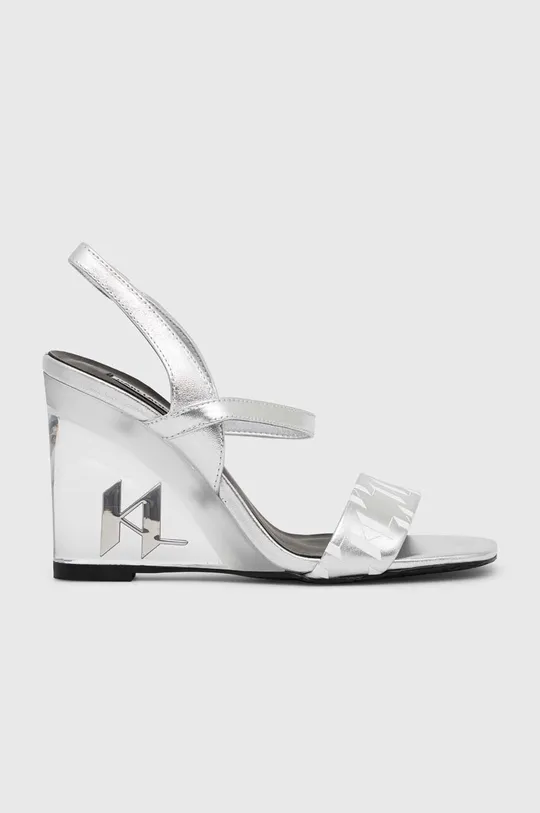 stříbrná Kožené sandály Karl Lagerfeld ICE WEDGE Dámský
