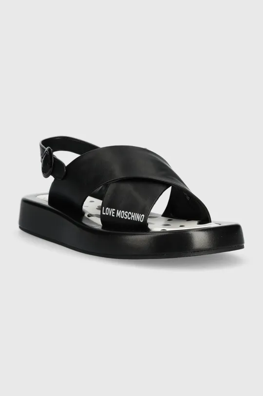 Usnjeni sandali Love Moschino črna