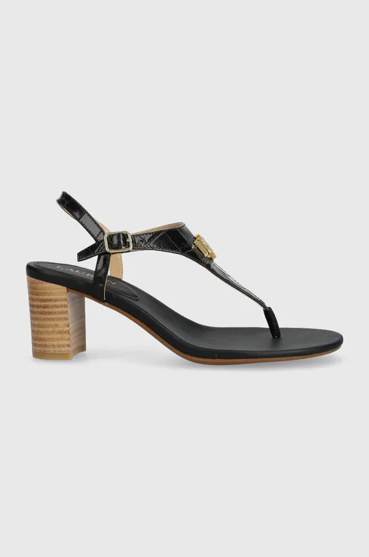 čierna Kožené sandále Lauren Ralph Lauren Westcott II Dámsky