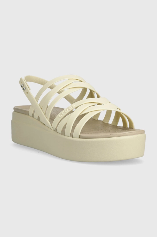 Crocs sandały Brooklyn Strappy Low Wedge beżowy