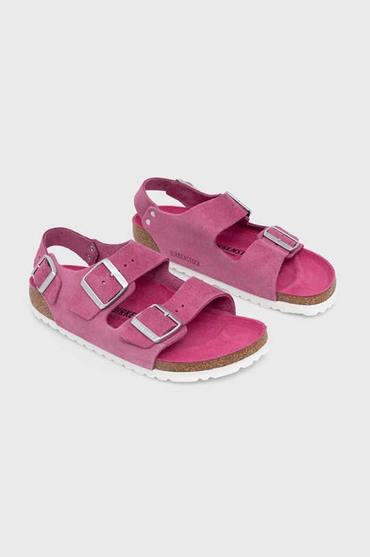 Sandali iz semiša Birkenstock Milano Suede roza