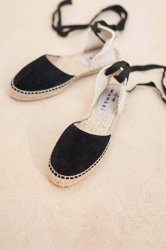 Semišové espadrilky Manebi Flat Valenciana Espadrilles čierna