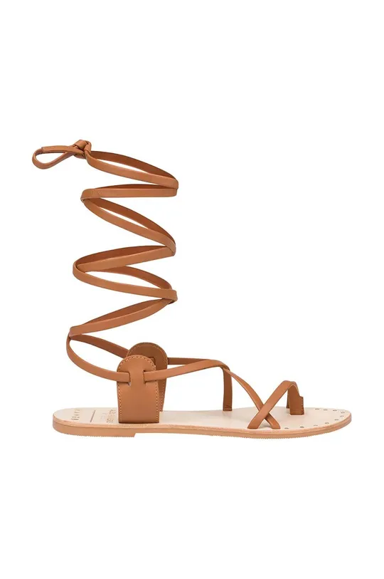 καφέ Δερμάτινα σανδάλια Manebi Tie-Up Leather Sandals Γυναικεία