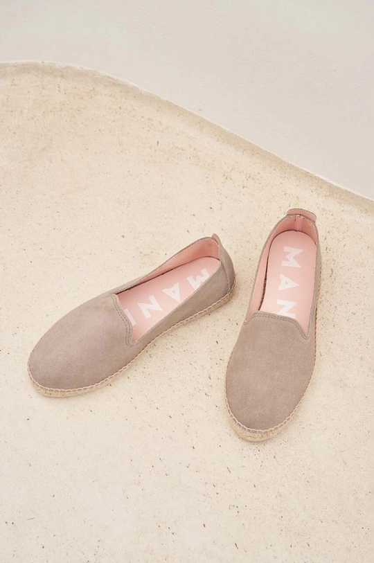 Manebi espadryle zamszowe Flat Espadrilles brązowy