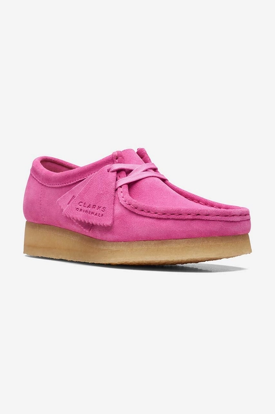 Semišové poltopánky Clarks Wallabee ružová