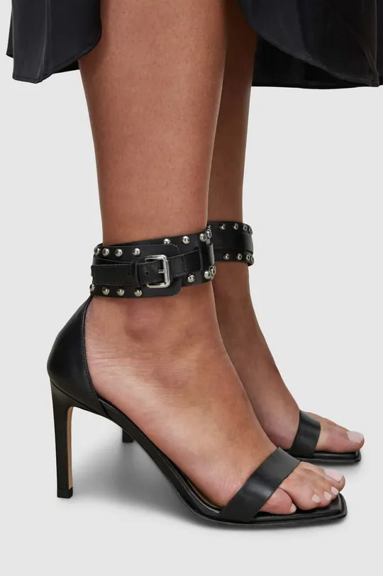 čierna Kožené sandále AllSaints ALMA