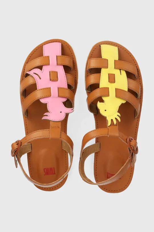 zlatohnědá Dětské kožené sandály Camper