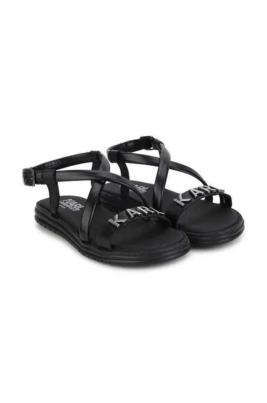 čierna Detské kožené sandále Karl Lagerfeld Dievčenský